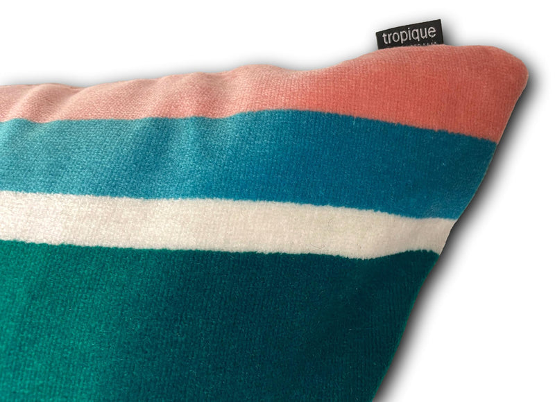 Lounger - South Beach Stripe Outdoor Velvet Aqua