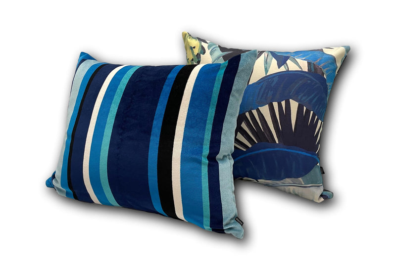 Lounger - South Beach Stripe Outdoor Velvet Sapphire