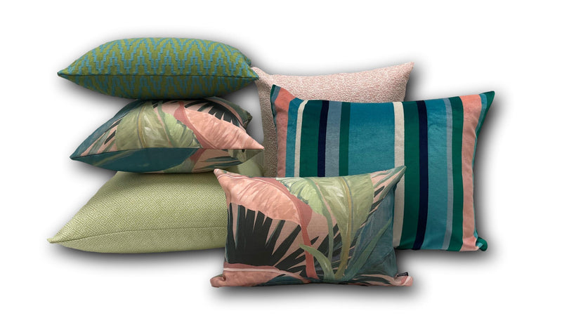 Lounger - South Beach Stripe Outdoor Velvet Aqua