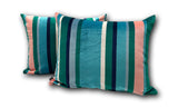 Lounger - South Beach Stripe Outdoor Velvet Aqua