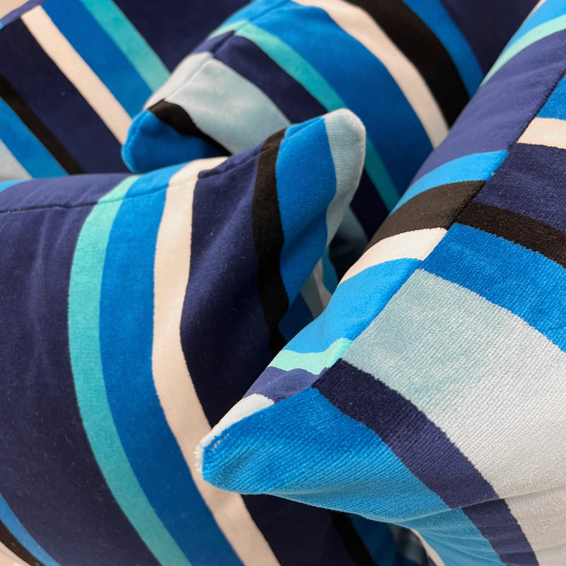 Lounger - South Beach Stripe Outdoor Velvet Sapphire